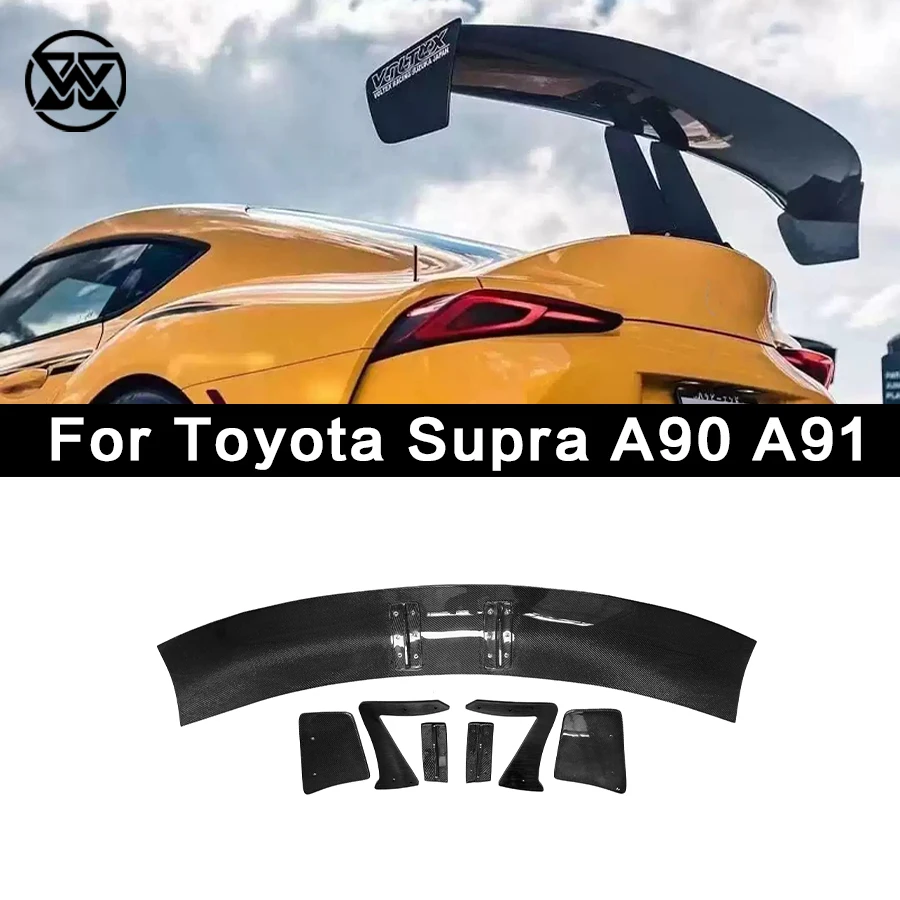 

For Toyota Supra A90 A91 GR MK5 2019+ Carbon Fiber Tail Wing Rear Trunk Lid Spoiler Wing Voltex Style Car Exterior Upgrade