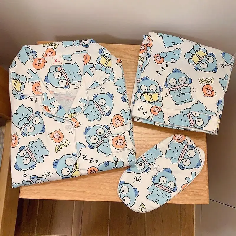 

2023 New Hangyodon Pajamas Spring and Autumn Long Sleeves Cinnamoroll Kuromi Cartoon Cute Autumn Winter Wearable Pajamas Suit