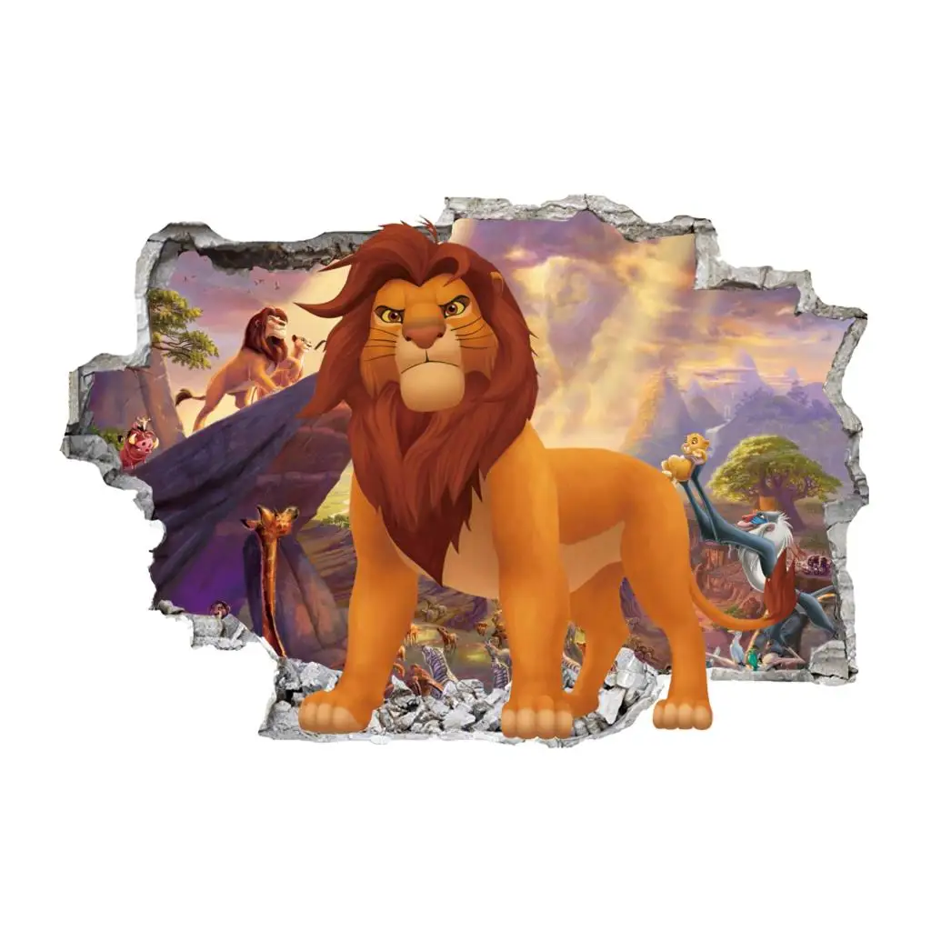 Cartoon 3D Lion Wall Decal Animal Cartoon Wallpaper Art Decal Sticker Boy Room Bedroom Decoration Mural