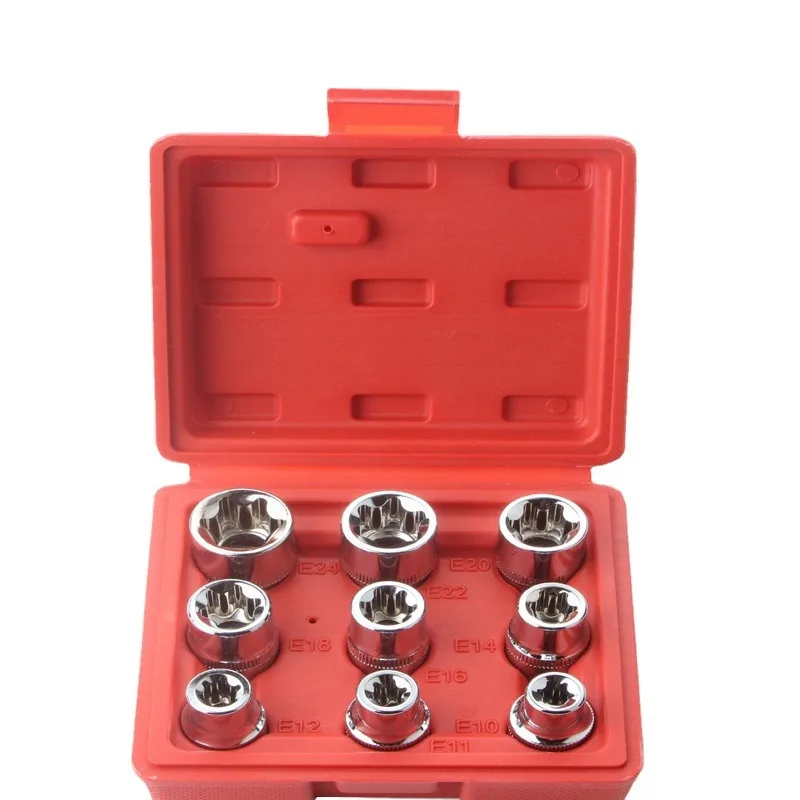14/34Pcs E-Torx Socket Bit Set External Star Screwdriver Bits Auto Repair Mechanical Maintenance Hand Tool Kit_voghion.com
