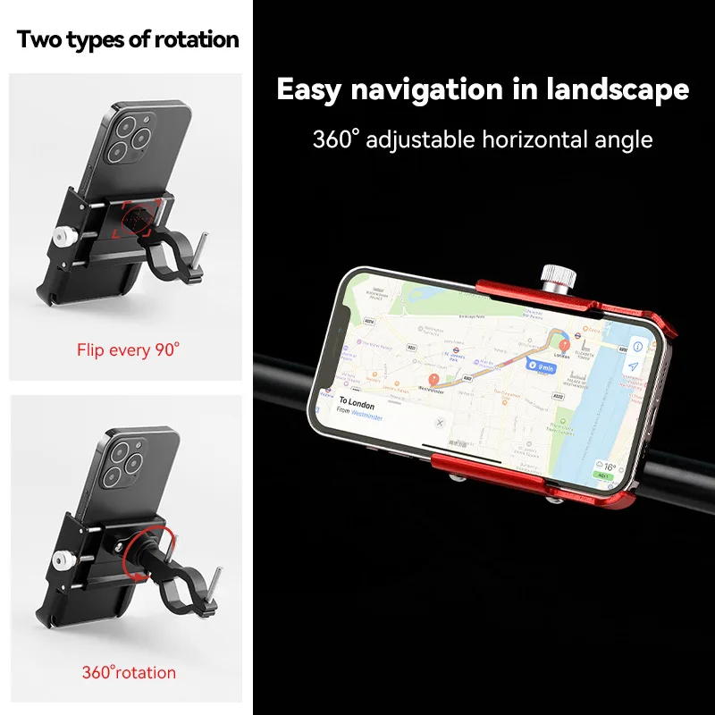 Universal 360° Rotation Phone Holder for Bicycles and Motorcycles