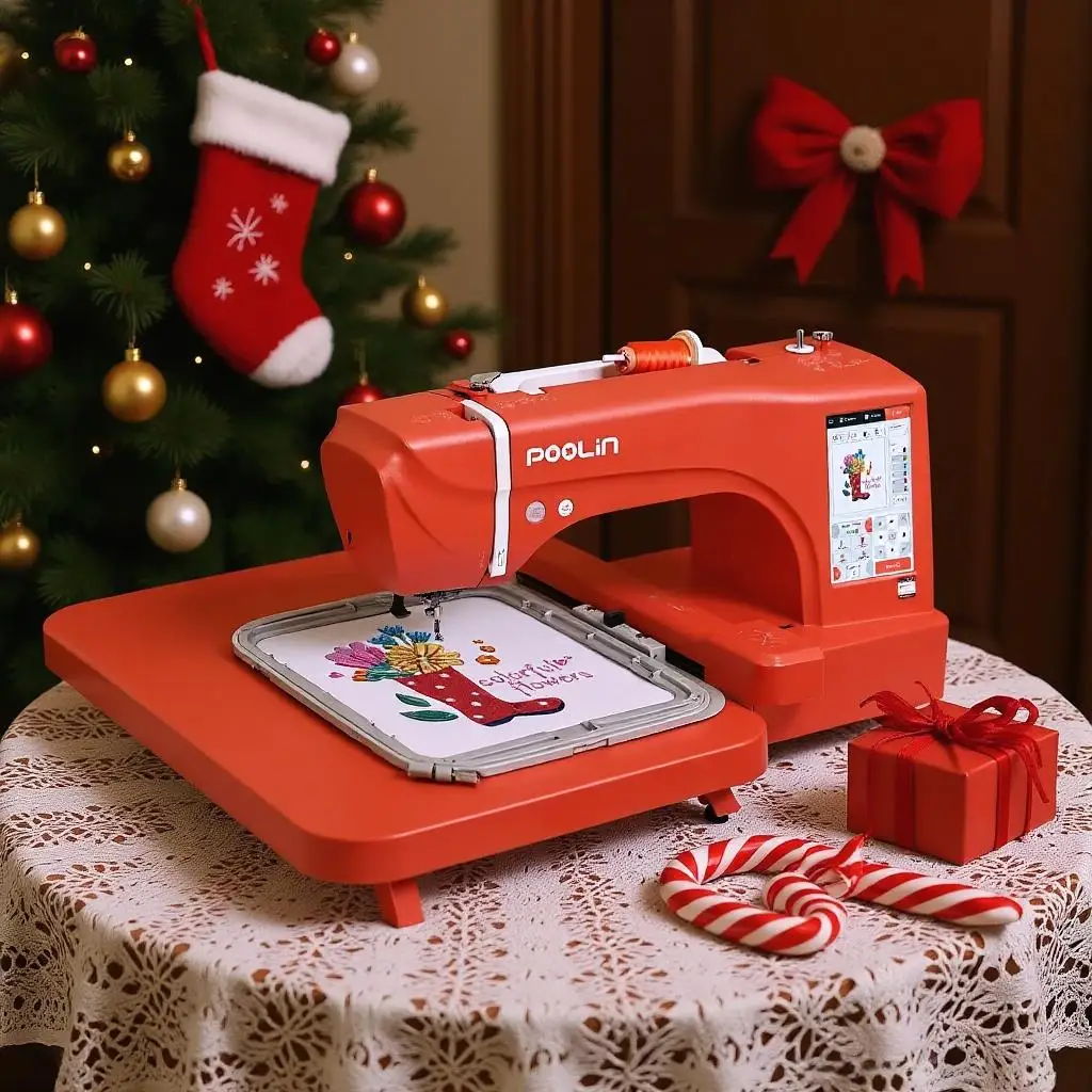 POOLIN Computerized Embroidery Machine EOC06-RE For Christmas Threads&Tear Away Stabilizer&Bobbin——EXCLUDING CUSTOMS DUTIES