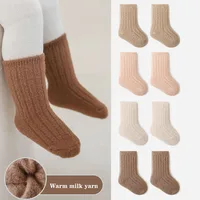 3 Pairs/Lot Warm Baby Socks Autumn Winter Thick Loose Solid Color Kids Mid-Tube Cotton Socks For Boys And Girls 1
