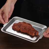 Retro Korean Style Stainless Steel Rectangular Plate Steak Barbecue Snack Storage Tray Kitchen Accessories 2