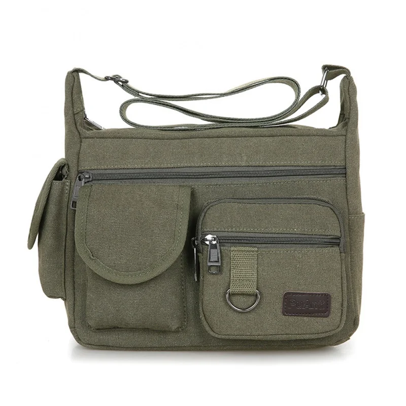 

Canvas Messenger Bag Top-Handle Handbag Tote Phone Holder Satchel Small Purse for Male Outdoor Shopping Traveling