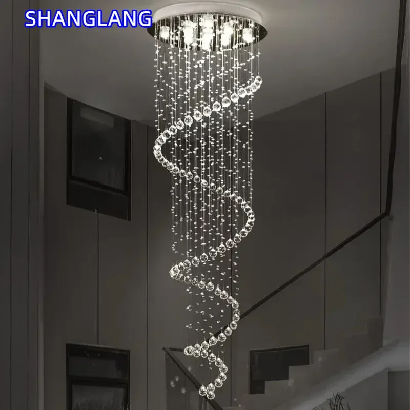 Modern Led Chandeliers Light Fixture For Staircase Stair Lights Luxury Hotel Villa Vanity Bedroom Hanging Lamp 6