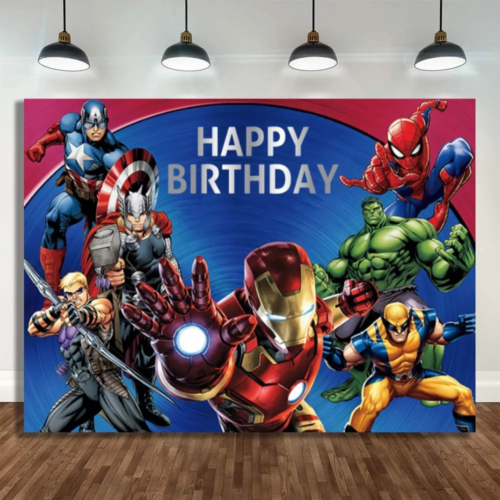 Décorations de ixd'Anniversaire des Avengers, Ballon en Papier avec Smile  de Héros de Dessin Animé, Arrière-Plan Britannique, Fournitures de