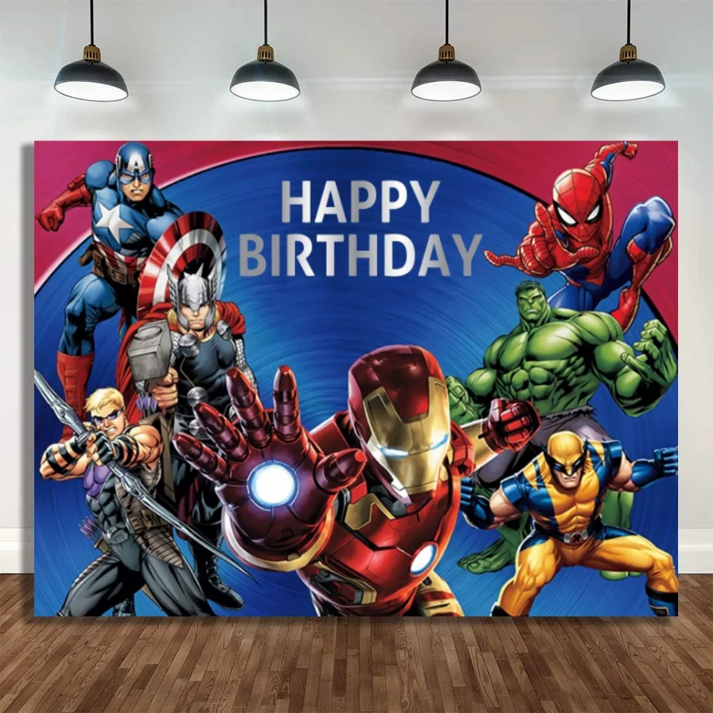 The Avengers decorazioni per feste di compleanno Cartoon Superhero Balloon  Paper Backdrops Baby Shower forniture per feste per bambini e ragazzi