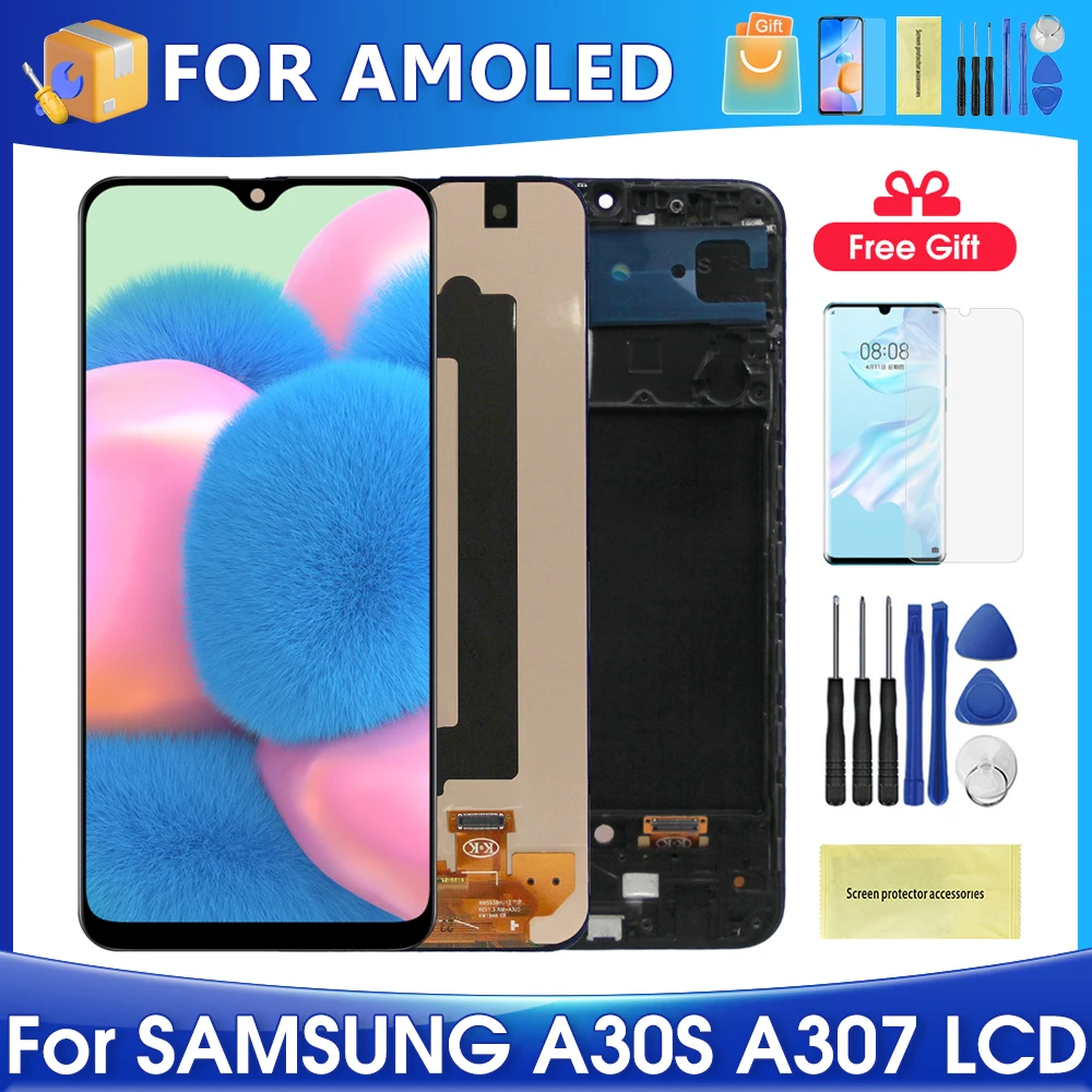 

6.4''A30S For Samsung For AMOLED A307F A307FN A307G A307GN A307GT LCD Display Touch Screen Digitizer Assembly Replacement