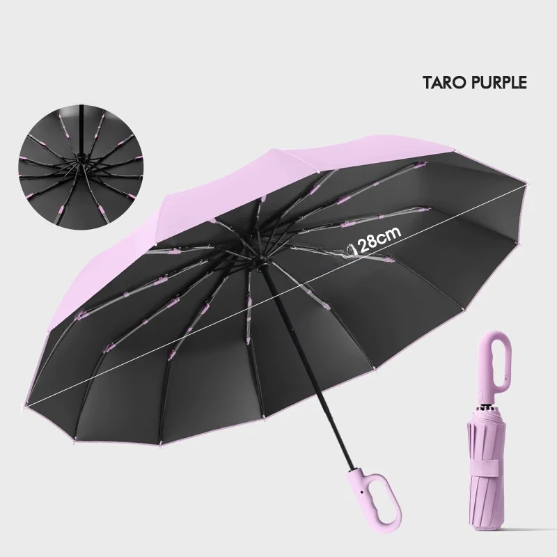 12-bone Ring Buckle Umbrella Forward Fully Automatic Portable Wind-resistant Dual-purpose Folding Rain