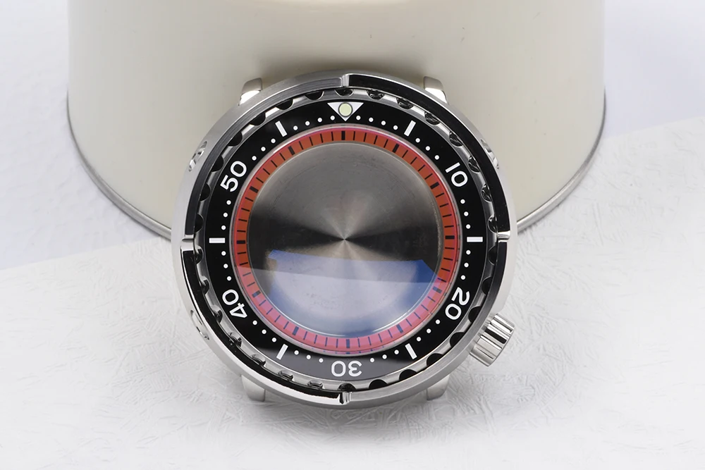 Tuna Can Uhrengehäuse aus Stahl C3, leuchtendes Saphirglas, Taucheruhrengehäuse, passend für Seiko für NH35/NH36 Automatikwerk, Uhrenmod – Detail 2