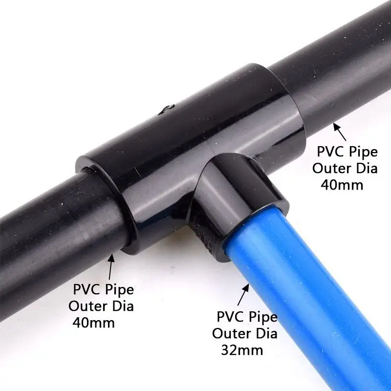 Schwarzer PVC-T-Stück Reduzierverbinder, Wasserversorgungsrohr-Verbindung Gartenbewässerungsrohr-Armaturen Adapter PVC-Reduzierstück – Detail 8