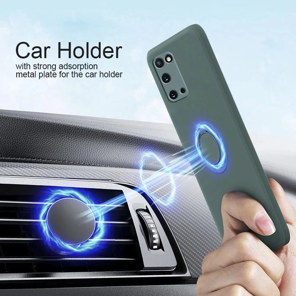 Magnetic Ring Holder Liquid Silicone Phone Case
