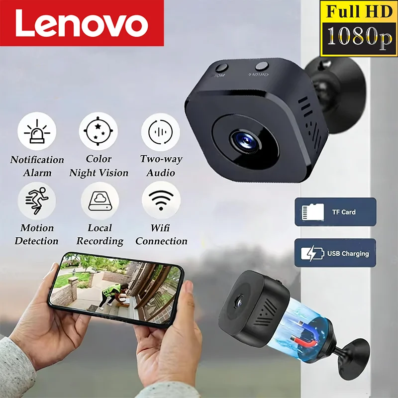Telecamera di Sorveglianza WiFi Lenovo 1080P HD con Audio Bidirezionale, Rilevamento del Movimento e Visione Notturna a Infrarossi, Nuovo Modello 2026