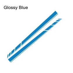 Set of 2 Car Door Side Stickers - Long Line Graphics Vinyl Decals (Glossy Blue)