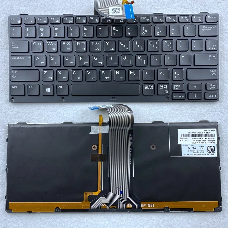 Tastiera Per Laptop Nera Retroilluminata Coreana Per Layout Dell Latitude Rugged 14 7404 5404 Nsk-Lkbbu Muslimr Kr