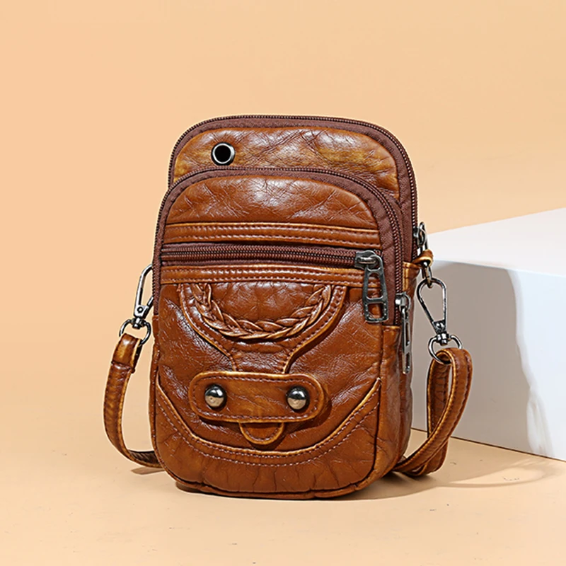 Multifunktion ale weiche pu Leder kleine Umhängetasche für Frauen Vintage Umhängetasche Geldbörse Handy Baga Handtasche Geldbörse