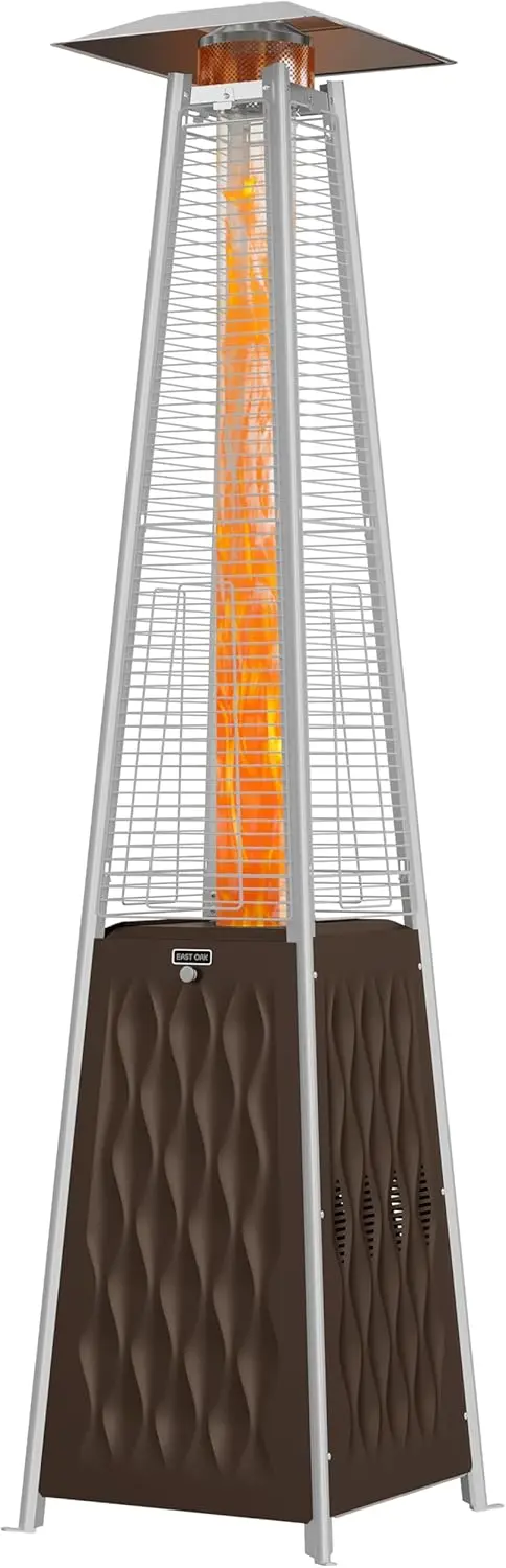Pyramid Patio Heater 48,000 BTU Outdoor Patio Heater Quartz Glass Tube Propane Heater Triple Protection System With Wheels