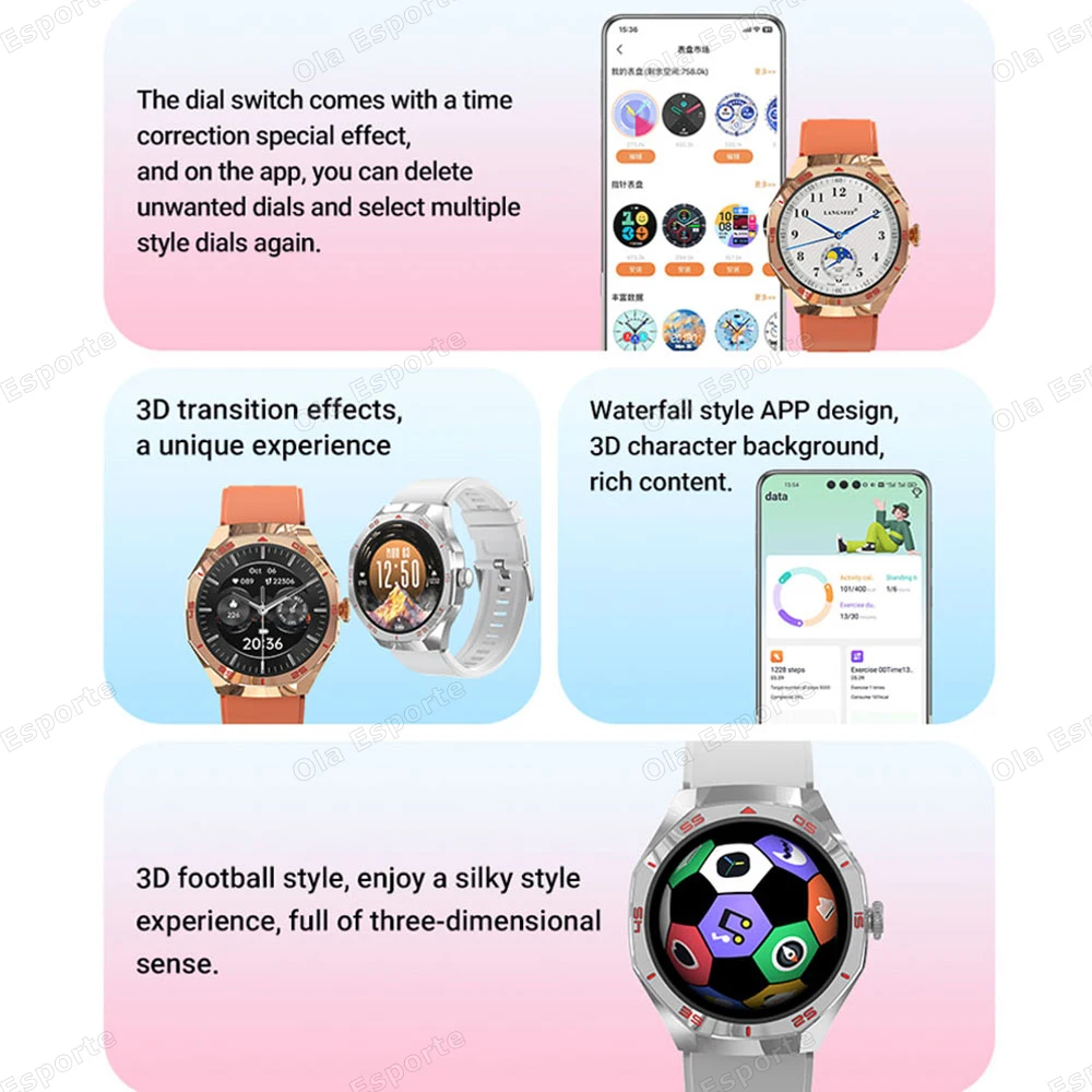 New Smartwatch 1.46" AMOLED Screen GPS Track Smart Watch Waterproof Bluetooth Call Health Monitor Sports Men Women Holiday Gifts