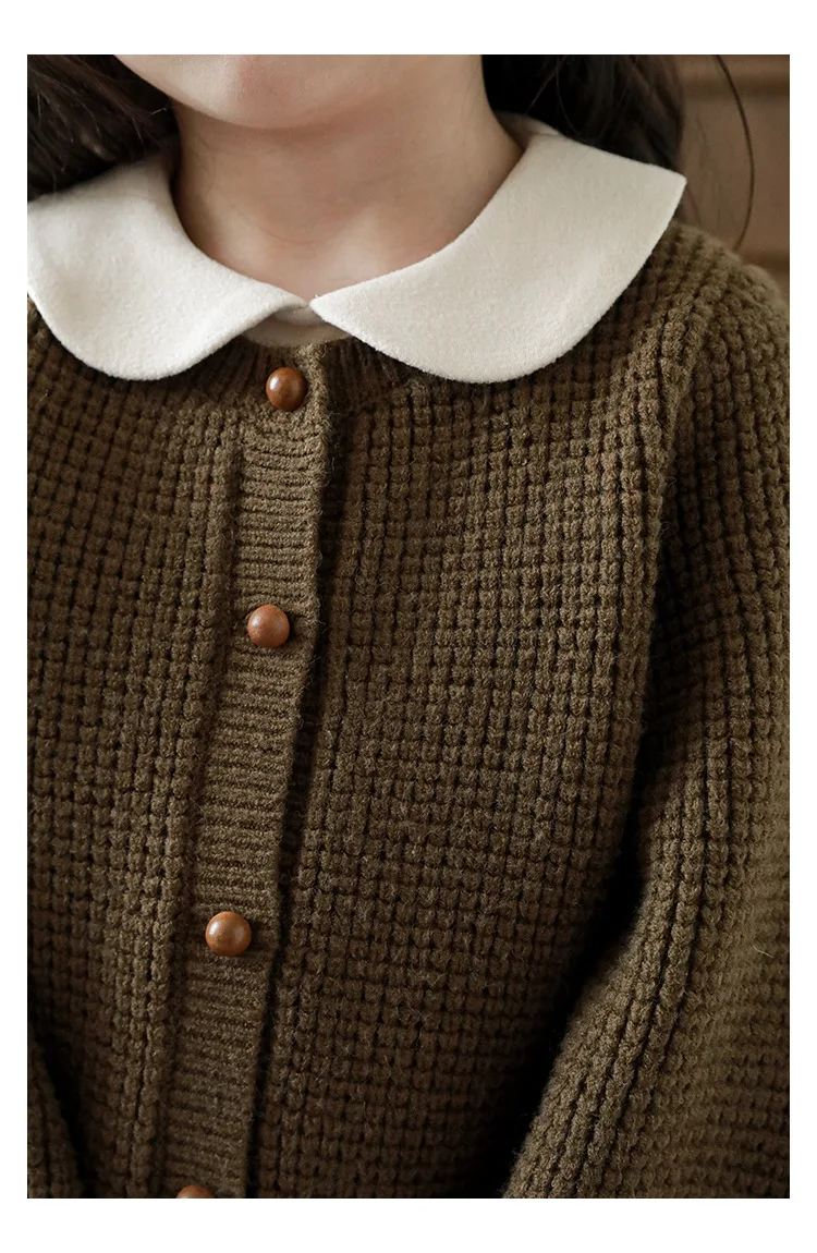 Camisola de cor sólida versátil infantil, casaco