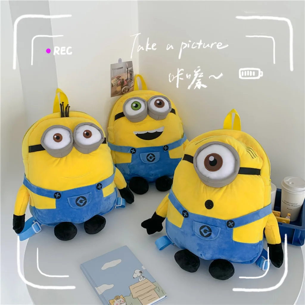 

Despicable Me Minions Stuart Kevin Bob Cute Plush Backpack Kawaii Fluffy Stuffed Toy Double Shoulder Bag Handbags Holiday Gifts