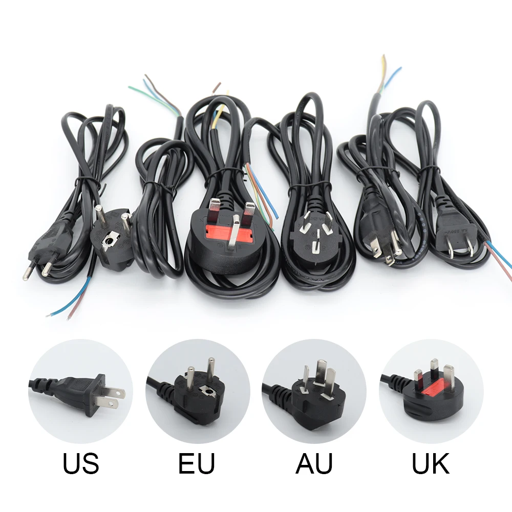 EU/US/UK/AU Plug Extension Cords 1.2M Power Cords 0.75 square Wires/Cables