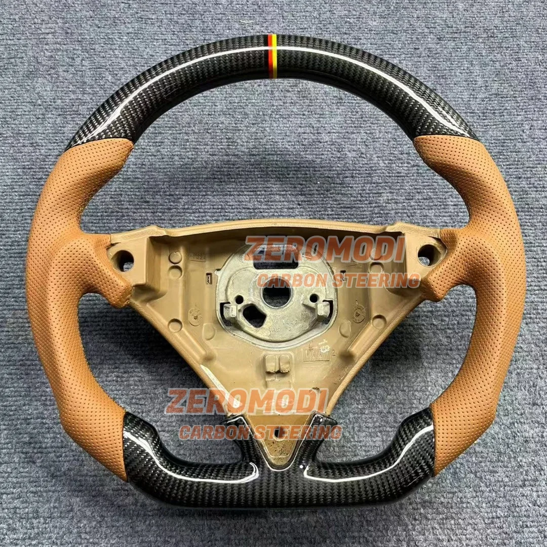 맞춤형 100% 탄소 섬유 가죽 스티어링 휠, 포르쉐 카이엔 터보 GTS 옐로우 스티칭