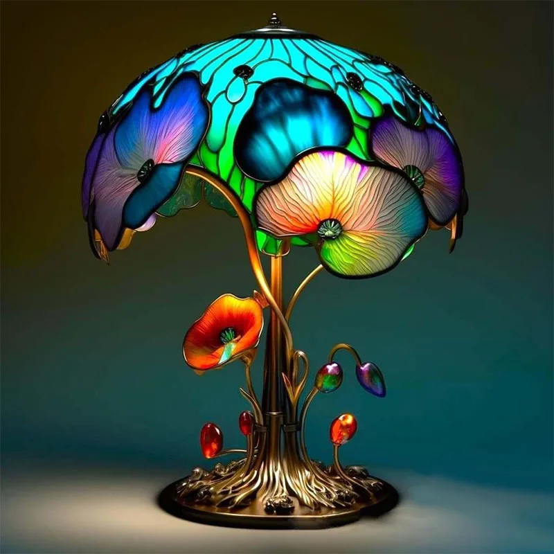 Creative Stained Plant Table Lamp