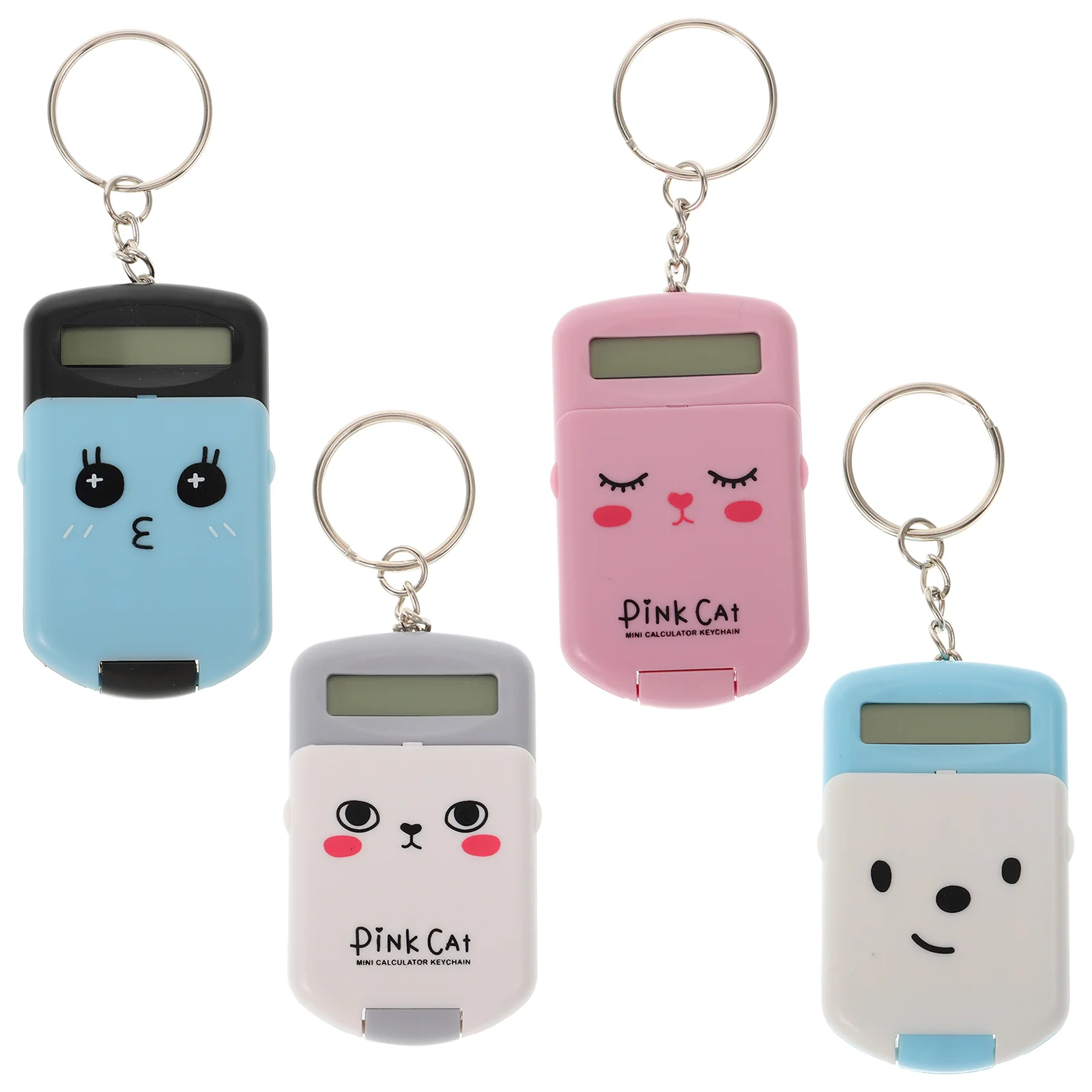 

4 Pcs Key Rings Mini Calculator Keychain Small for Students Calculators Pocket Portable Electronic Kids Use