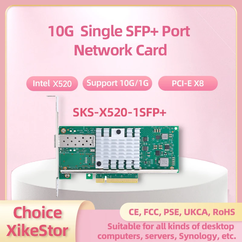XikeStor PCIE 10G SFP+ Network Card 10G Rate, PCIE X8 Single SFP+ ...