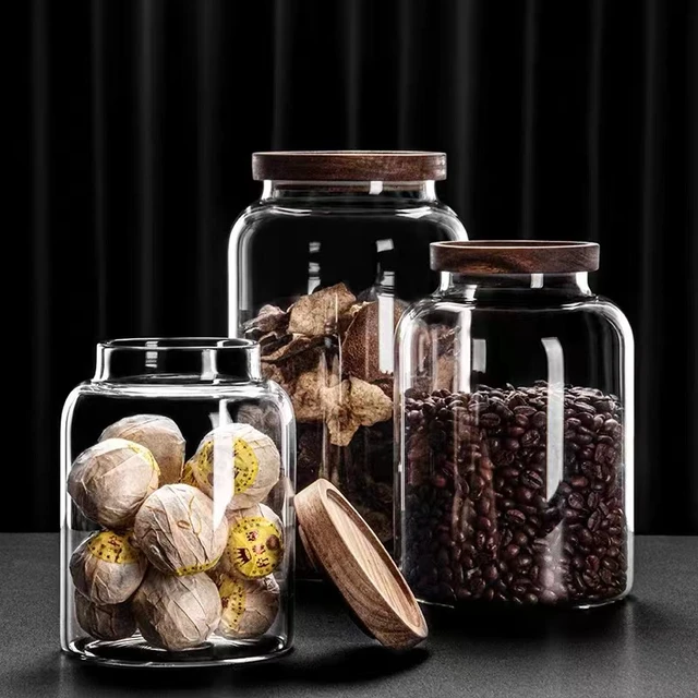 1200-3000 Large Glass Sealed Jar Lid Storage Cover Coffee Organizer Kitchen  - Storage Bottles & Jars - Aliexpress