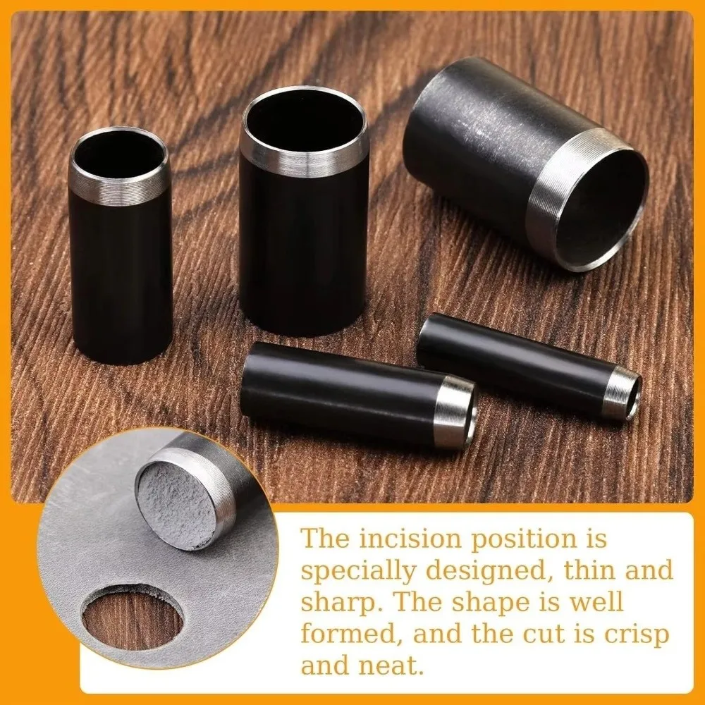 Langlebiger runder Lochstanzer in 15 Größen (1-15 mm), Hohllochstanzer für Leder, handgefertigtes Lederlochwerkzeug für DIY-Lederhandwerk – Detail 10