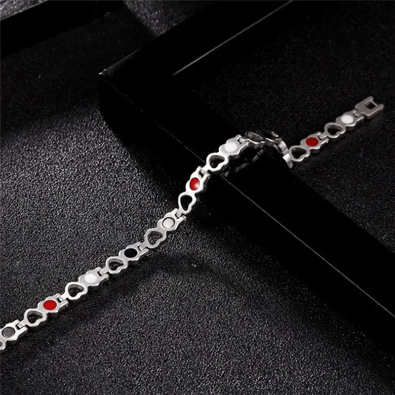 Magnetic Slimming Bracelet Heart Shape Health Magnetic Bracelet For Women Anti-radiation Care Stainless Steel Bracelets & Bangles With Health Germanium
