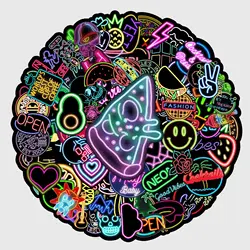 Lot de 10, 20, 30, 50 pièces d'autocollants imperméables néon Graffiti, pour Skateboard, carnet de notes, tasse d'eau, papeterie pour enfants, vente en gros 