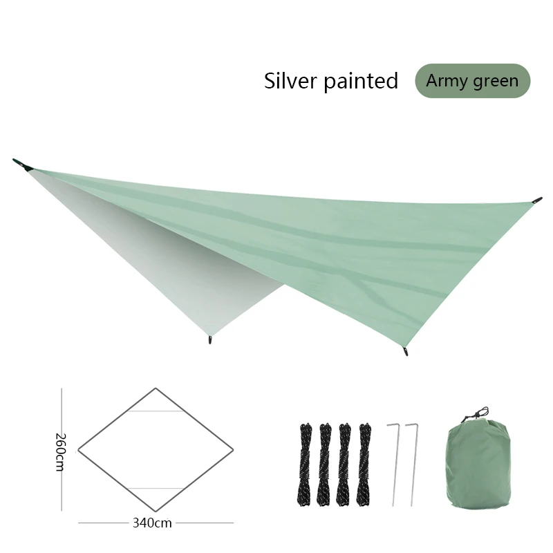 

Garden Coated Camping Tent Tarp Sunshade Hammock Silver Outdoor Shade Awning Waterproof Canopy Ultralight 340*260cm Rhombus