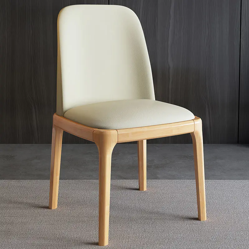 

Solid wood armchair stool Nordic simple soft bag light luxury dining chair family study restaurant dining table chair