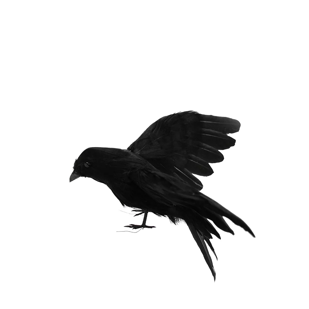 

Fake Bird Halloween Bird Decorations Halloween Props Feathered Ravens Statue Black Dead Crow Decoy