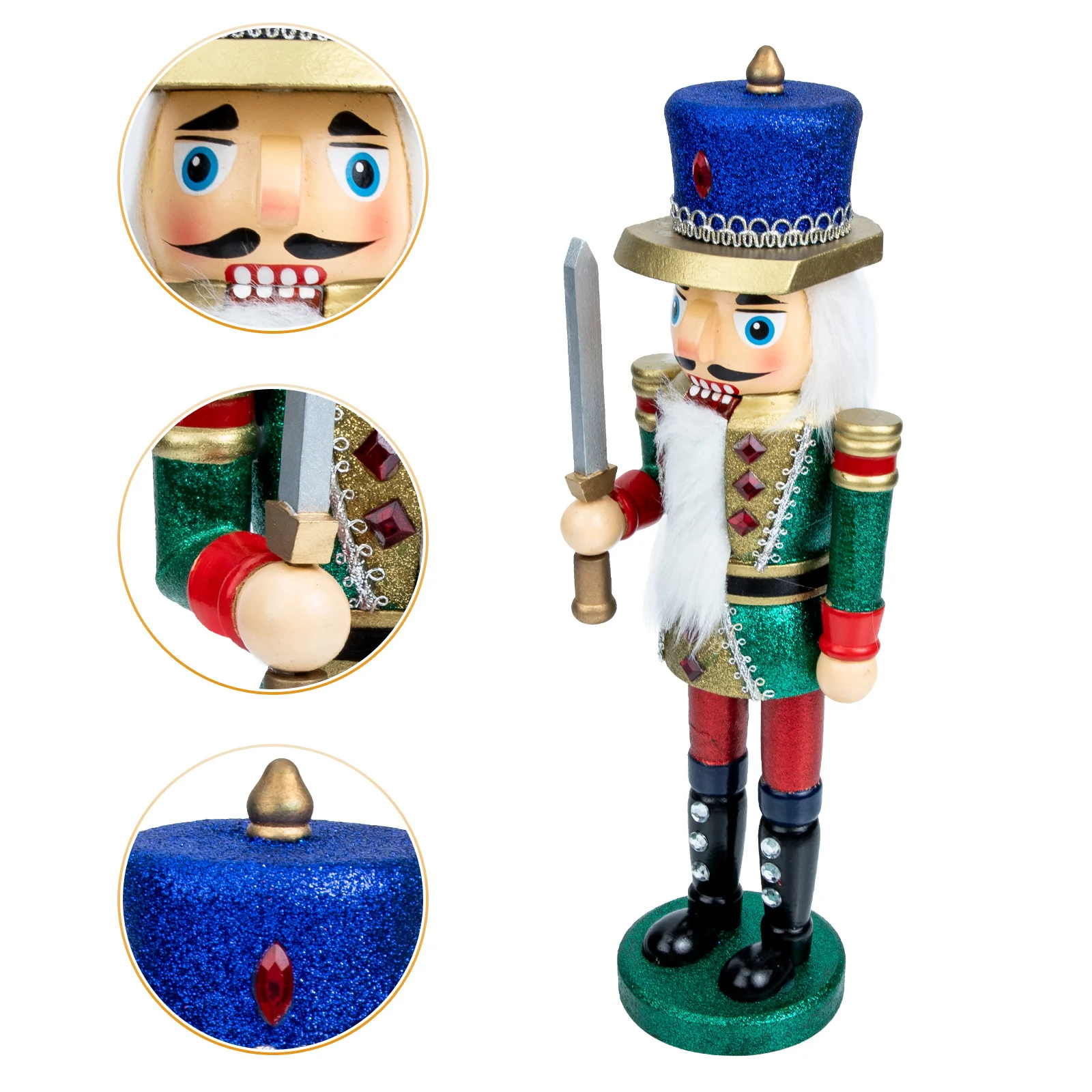 

35cm Wooden Nutcracker Puppet Figurine Walnuts Soldier Doll Handcraft Ornament New Year Desktop Decoration Navidad