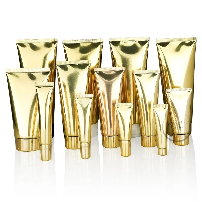 Empty Plastic Gold Soft Bottle 10ml 20ml 50ml 60ml 80ml 100ml Lip Gloss Cream Yellow Tube Lotion Packaging Container 50pcs