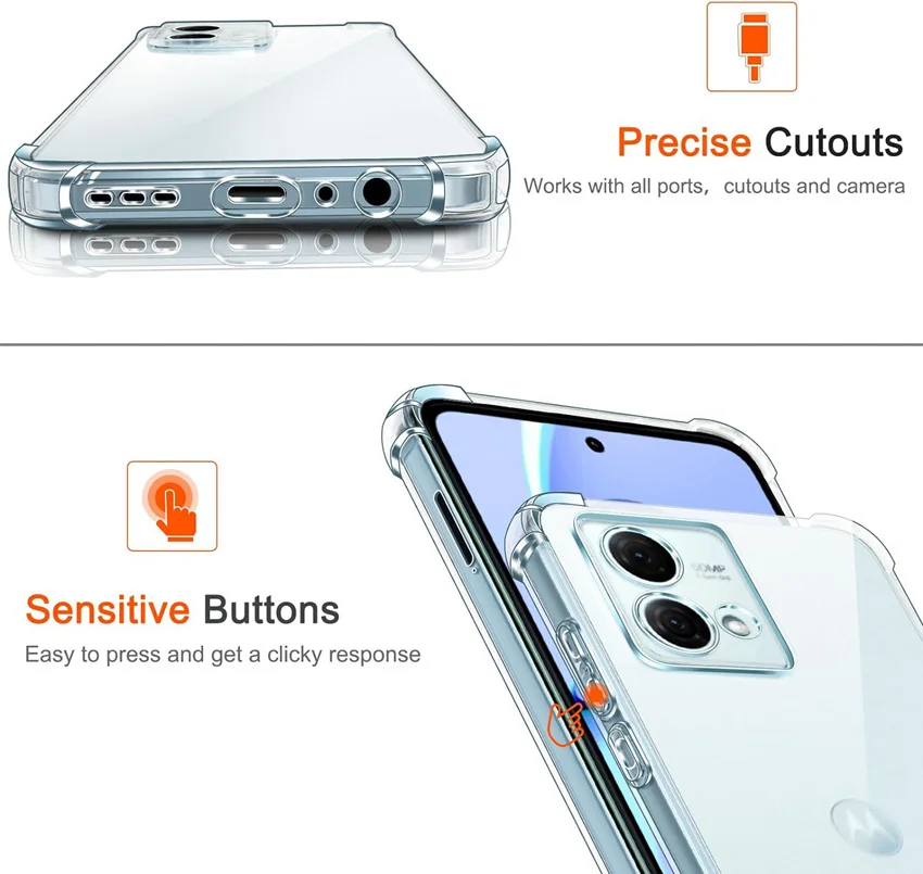 Shockproof Clear Case For Moto G10 G20 G30 G22 G52 G82 G200 G31 G41 G51 G42 G62 G32 G53 G13 G23 G73 G14 G54 G64 G54 G34 G24 G04 Phone Case Phone Protector Cover Leather Phone Case