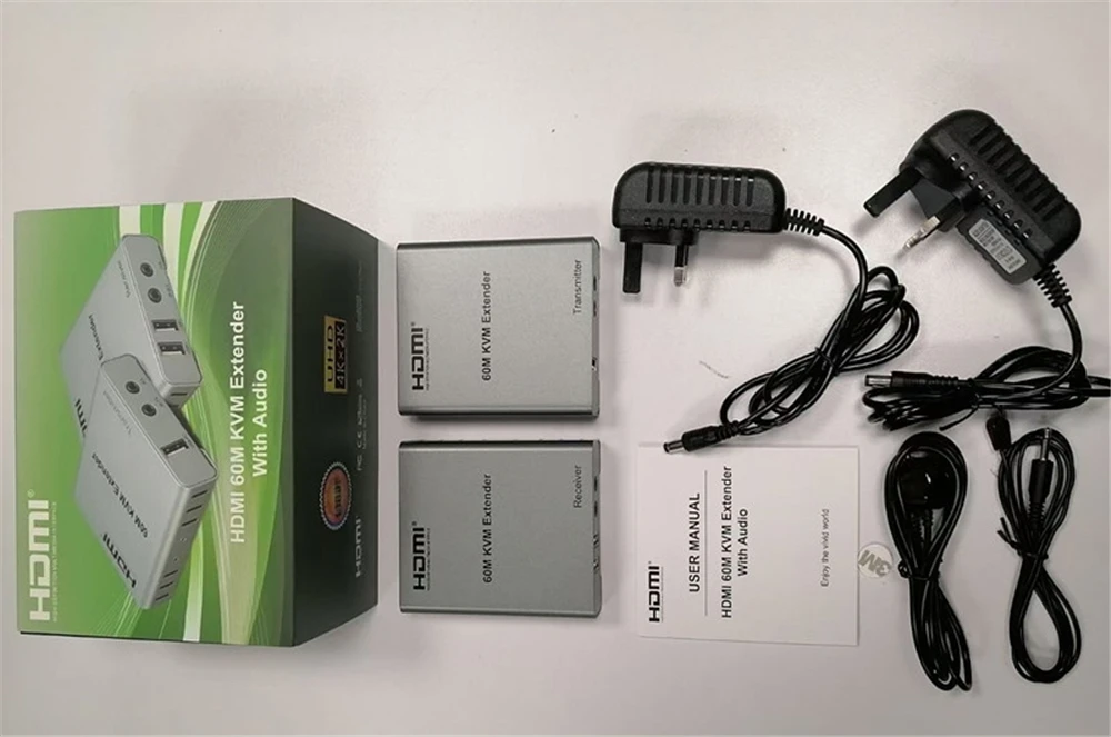 60M USB KVM HDMI Extender 1080P über CAT5e Cat6 RJ45 Ethernet Kabel Audio Video Sender Empfänger Signal erweiterung Konverter – Detail 13