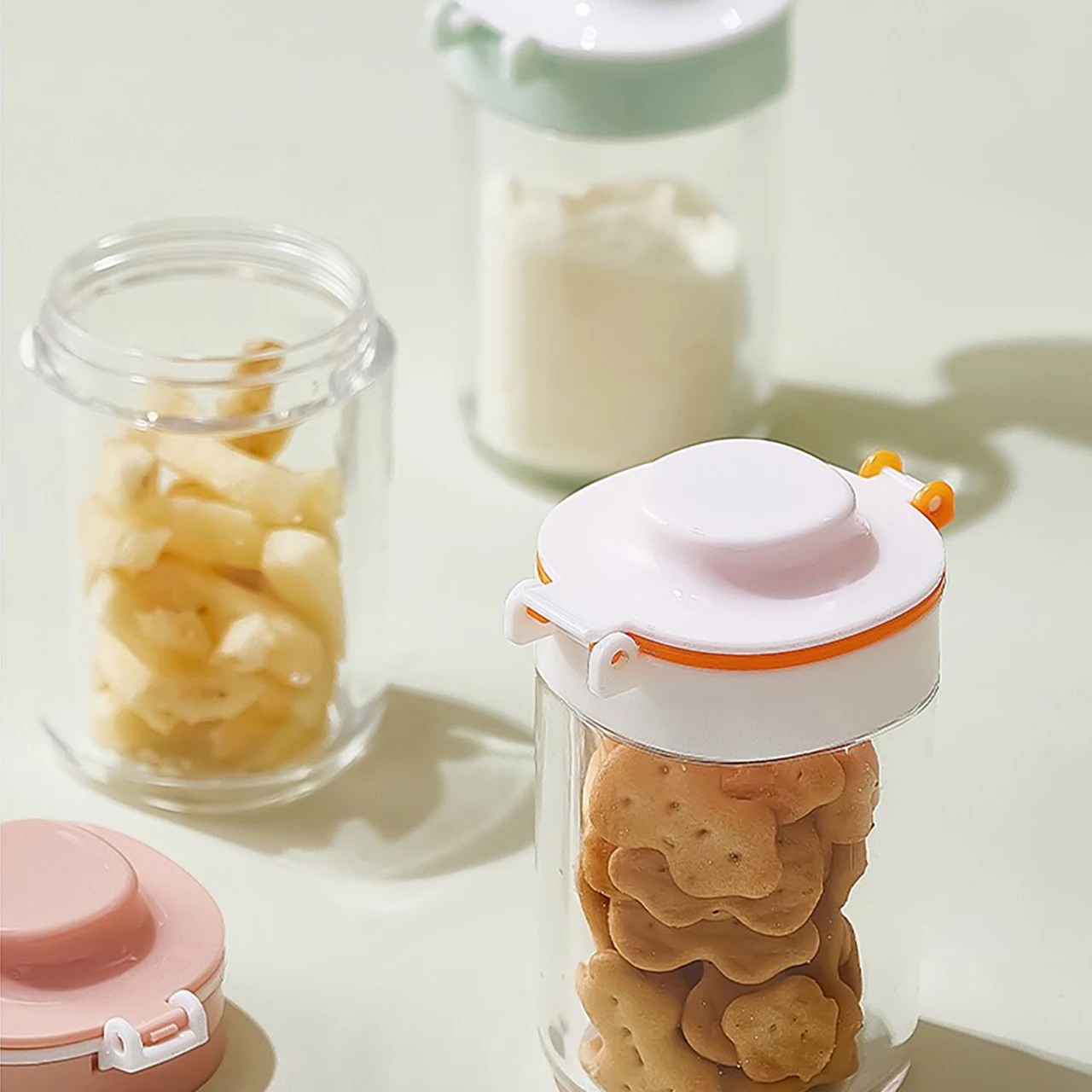 80ml Double Lid Portable Baby Formula Dispenser Travel Milk Formula Storage Bottle Salt Seasoning Containers Feeding Essentials