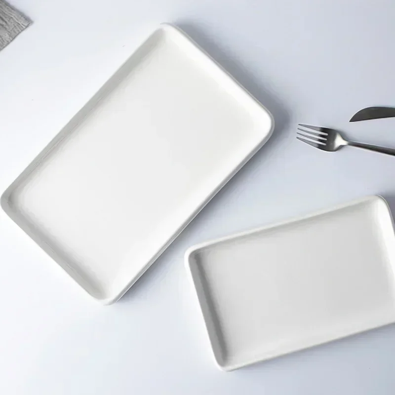 Ceramic Plate White Square Round Western Food Plate Dinner Plate Tableware Multifunctional Storage Tray Home Kitchen Supplies 5