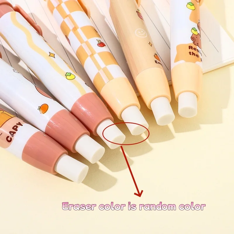 Retractable Eraser for Elementary Students Cartoon with Low-Dust Clean Erasing No-Trace School Supplies Children Stationery Gift - 5