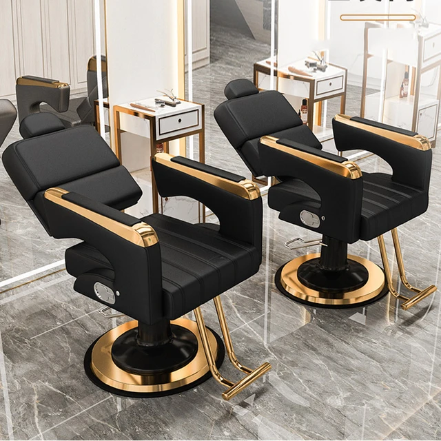 Chaise de Coiffure Professionnelle Inclinable Dorée avec Dossier Rotatif,  Mobilier de Salon Esthétique, MQ50BC - AliExpress