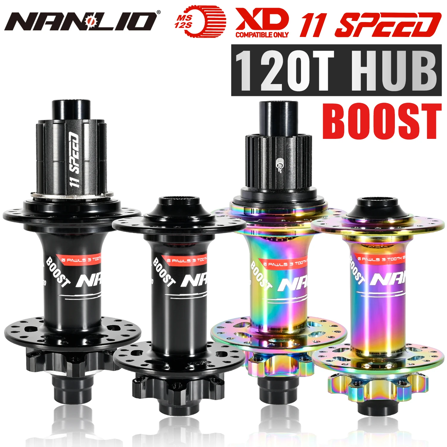 NanLio XM820 Boost MTB Bicycle Hub 6 Pawls Front 110x15MM