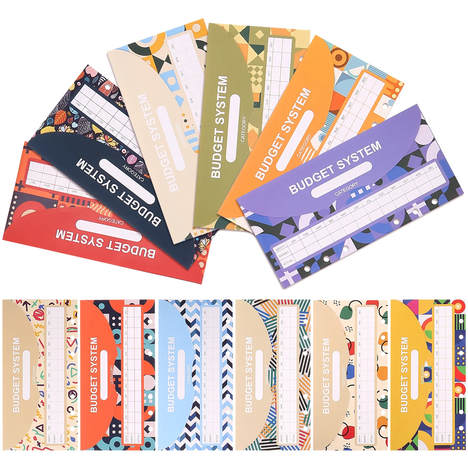

12 Pcs Budget Card Pattern with Hole Cash Plan Consumption Envelope Envelopes Loose-leaf
