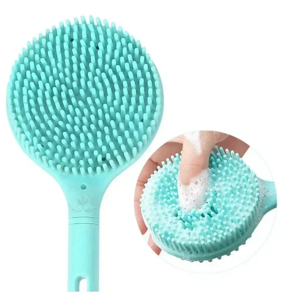 1Pc Silicone Long Handle Bath Brush Double-Sided Shower Exfoliating Brush Body Scrub Back Massage Brushes Bathroom Accessories 5