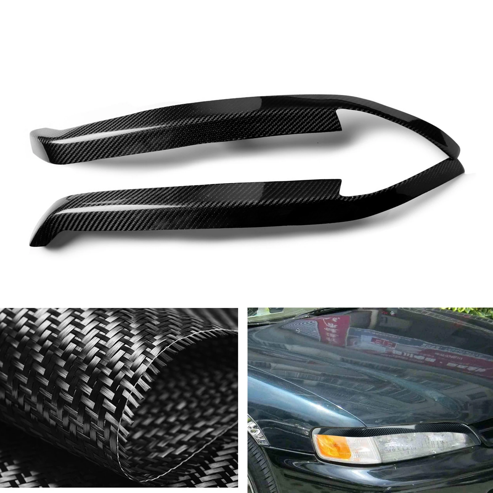 

For Honda Accord 1994-97 Car Headlight Eyebrow Headlamp Eyelid Trim Carbon Fiber Front Head Light Lamp Brow Cover Strip Sticker