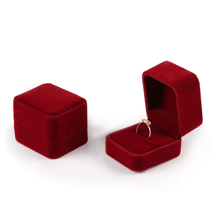 6PCS Square Velvet Ring Box Rings Earrings Studs Storage Organizer Jewelry Gift Case Romantic Proposal Wedding Ring Box